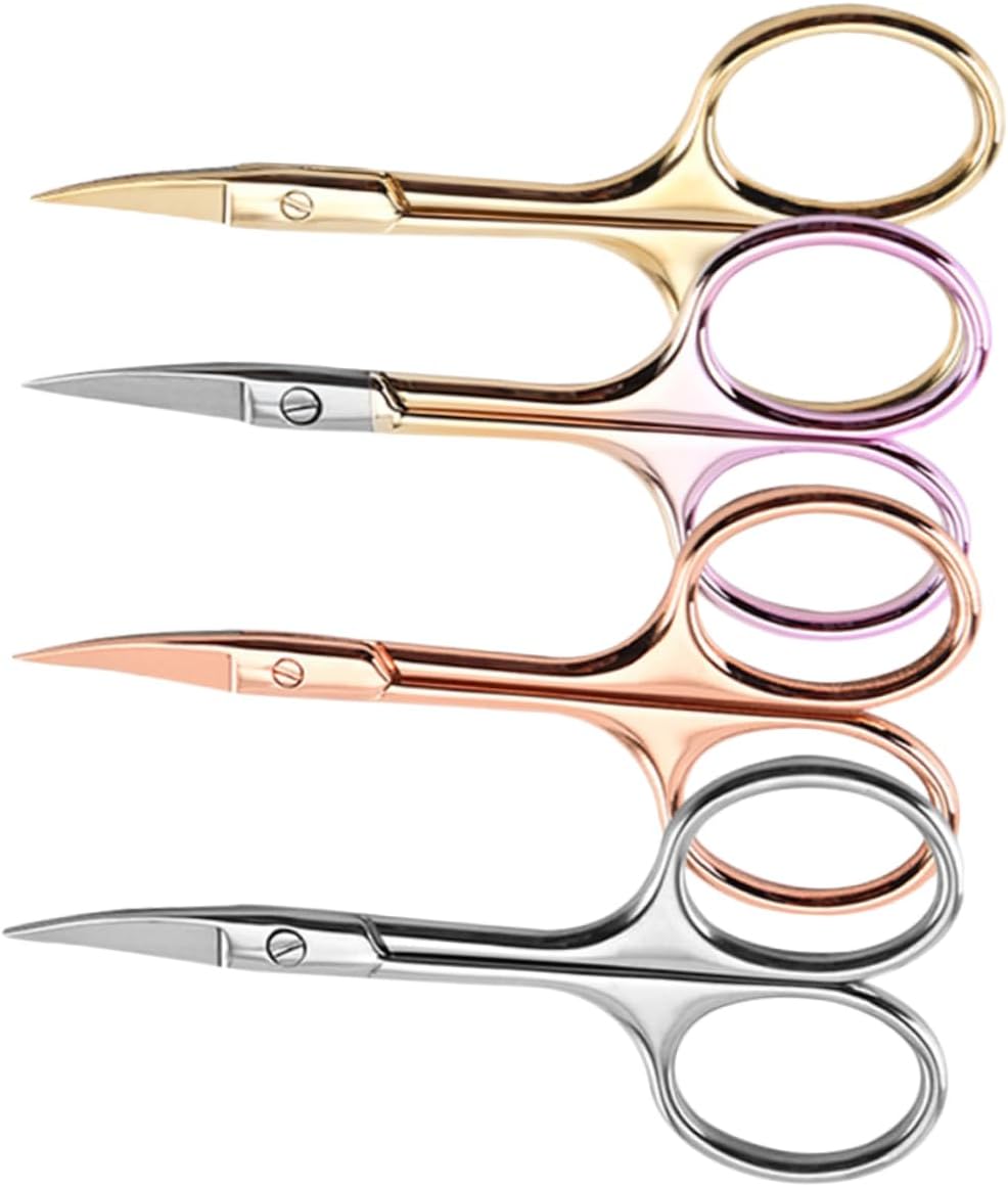 Didiseaon 12pcs Stainless Steel Men Mustache Trimmer Nose Hair Scissors Beard Trimming Shears for Home Barber Shop Random Color
