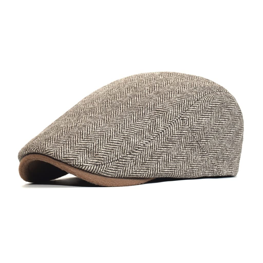 Gorro Grueso de Invierno para Hombre y Mujer, Boinas a Rayas Informales, Estilo Vintage, con Visera Ajustable