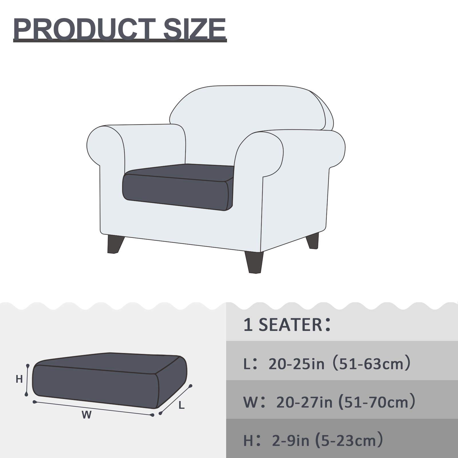 TAOCOCO Copriseduta Divano Elasticizzato Alta qualità Protezione del Cuscino Sedile del Divano Lavabile (1 Posto, Grigio scuro)