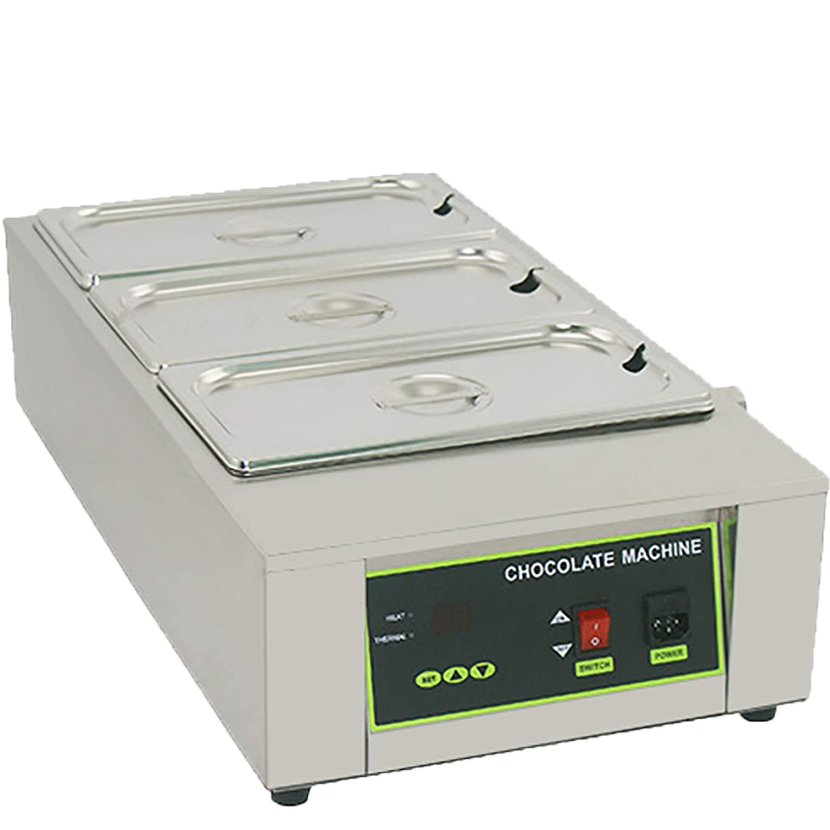 Máquina de templado de chocolate, fundidor de chocolate eléctrico comercial de 1000 W, calentador de chocolate comercial de 8 kg-12 kg para catering, restaurante, cantina, fiesta en casa (3 rejillas)