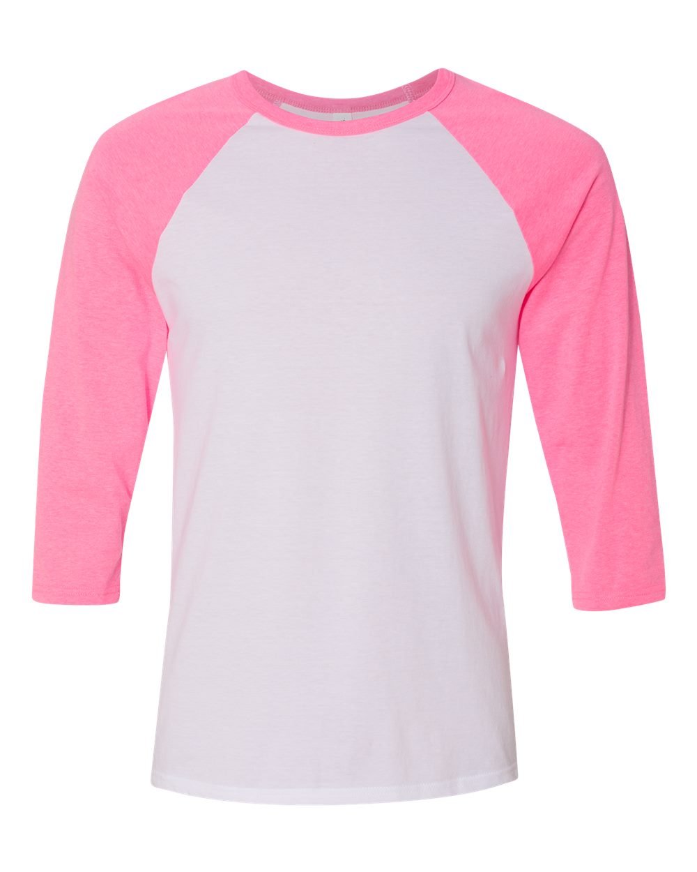 BELLA + CANVAS Unisex Baseball Tee - Three-Quarter Sleeve Raglan Shirt, White/Neon Blue, Medium
