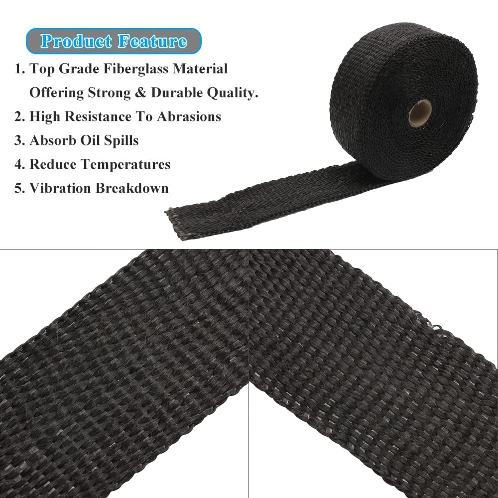 Benda Termica Per Scarico Marmitta 1 Pz Scarico Scudo Termico Nastro Avvolgente Moto di Collettore Tubo Calore Protezione Termica Con Fascette Inossidabili(5x10 Silver)