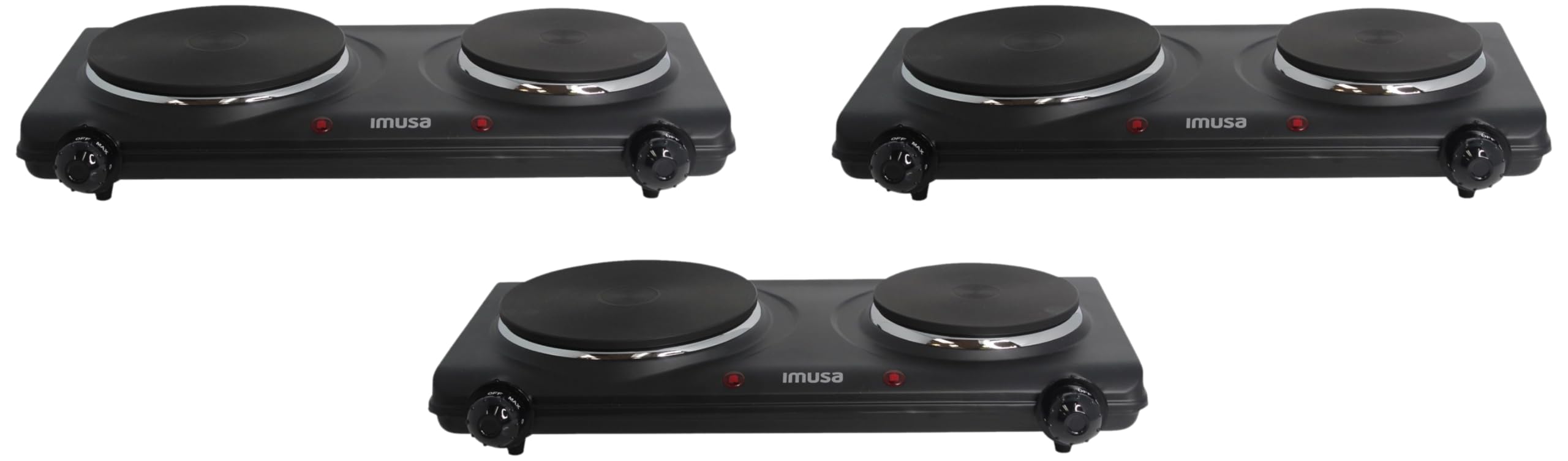 IMUSA Double Electric Hot Plate, Black (Pack of 3)