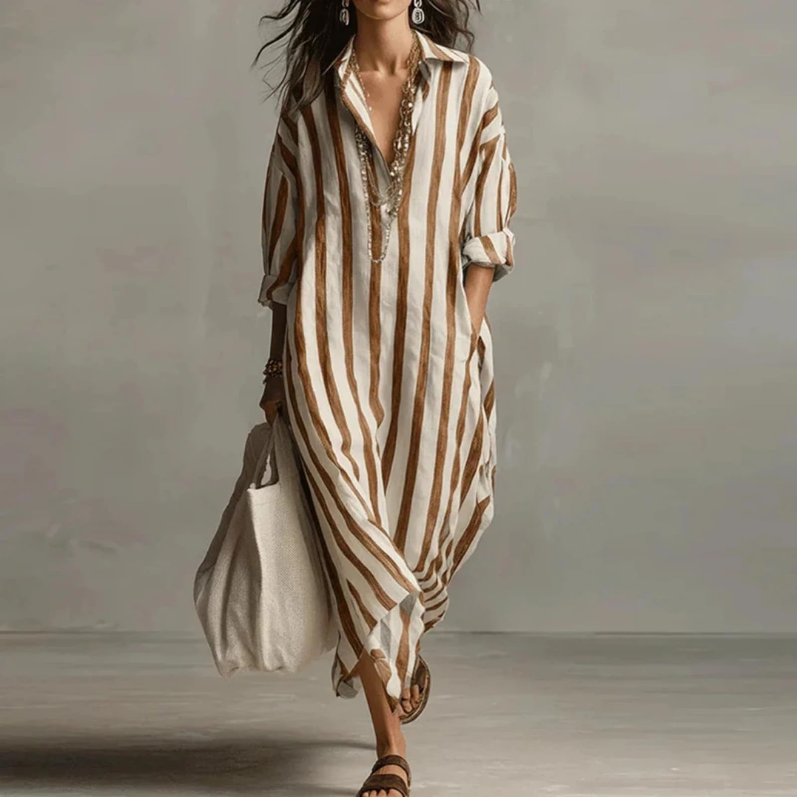 Vestidos Vintage Estampados para Mujer, Vestidos Largos Sueltos Estampados para la Playa para Mujeres, Vestido Largo para Mujeres
