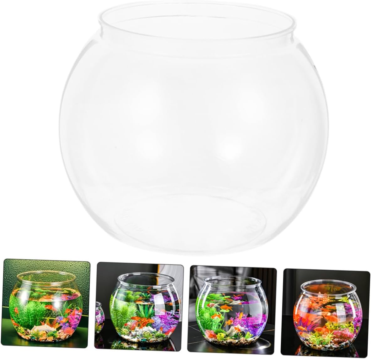 VANZACK Small Plastic Fish Bowl Aquarium Tank 14x12.5cm Desktop Goldfish Breeding Bowl for Office and Living Room with Turtle Habitat