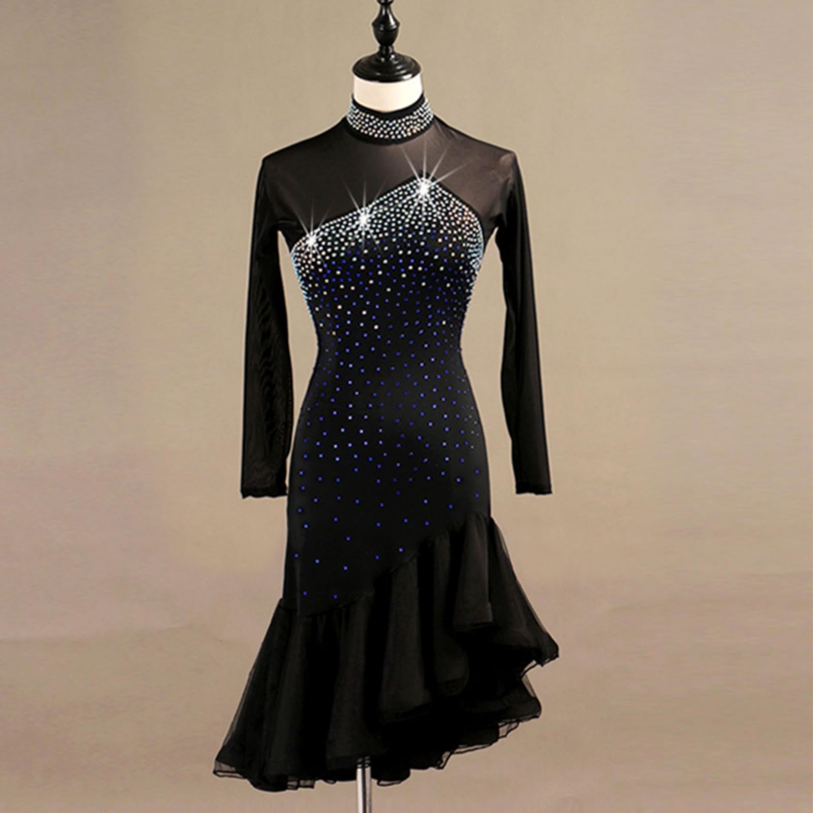 Kleid Damen Latein Tanzkleid Strass Pailletten Quaste Flapper Kleid Salsa Tango Ballsaal Tanz Kleider Tanzkostüm Schwarz Tanzkleidung Damen Latein Samba Kostüm Latein Kleid Mädchen