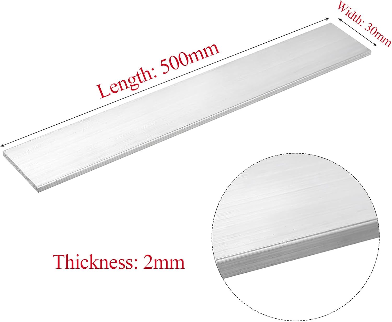 Aluminium Aluminium Flat Bar/Plate 5 Pcs Length 500Mm, Flat Aluminium Sheet Metal Strips Thickness 2Mm for Construction and Automotive,(2x30x500mm)