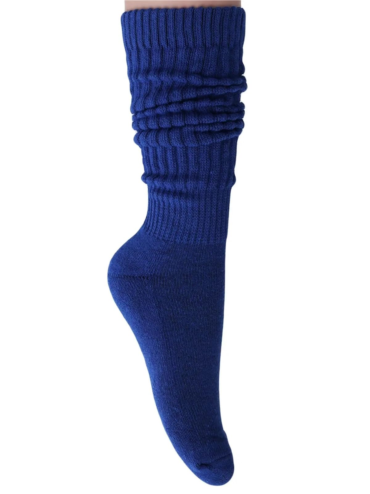 Calcetines anchos gruesos azul real for mujer, tallas 5 a 10, 3 pares Para Niñas y Mujeres