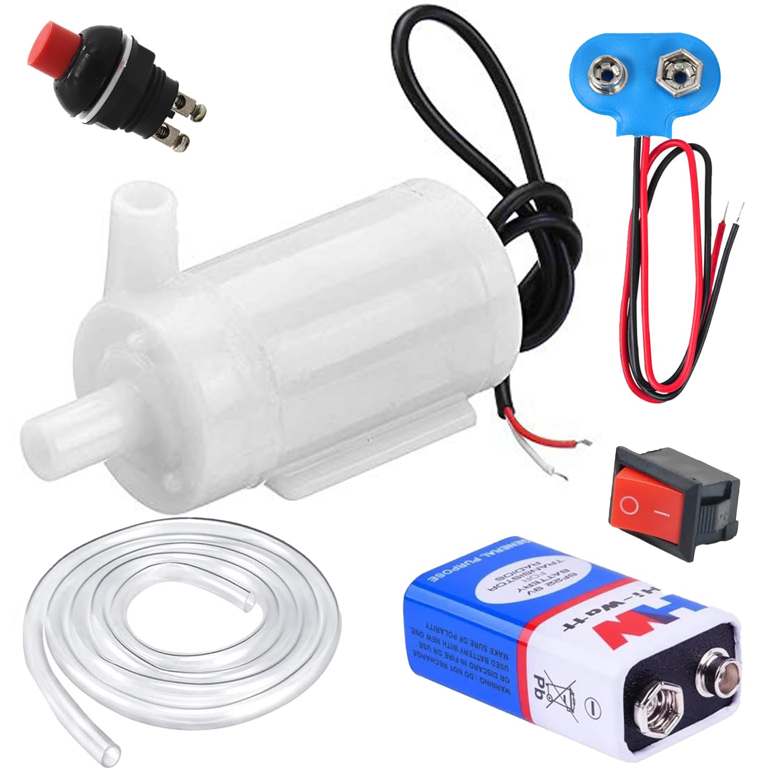 NEXT GEEK Mini DC Water Pump Kit, 3-9V Waterproof Project Pump with Switch, Battery Connector, Pipe, Complete DIY Set-image-25