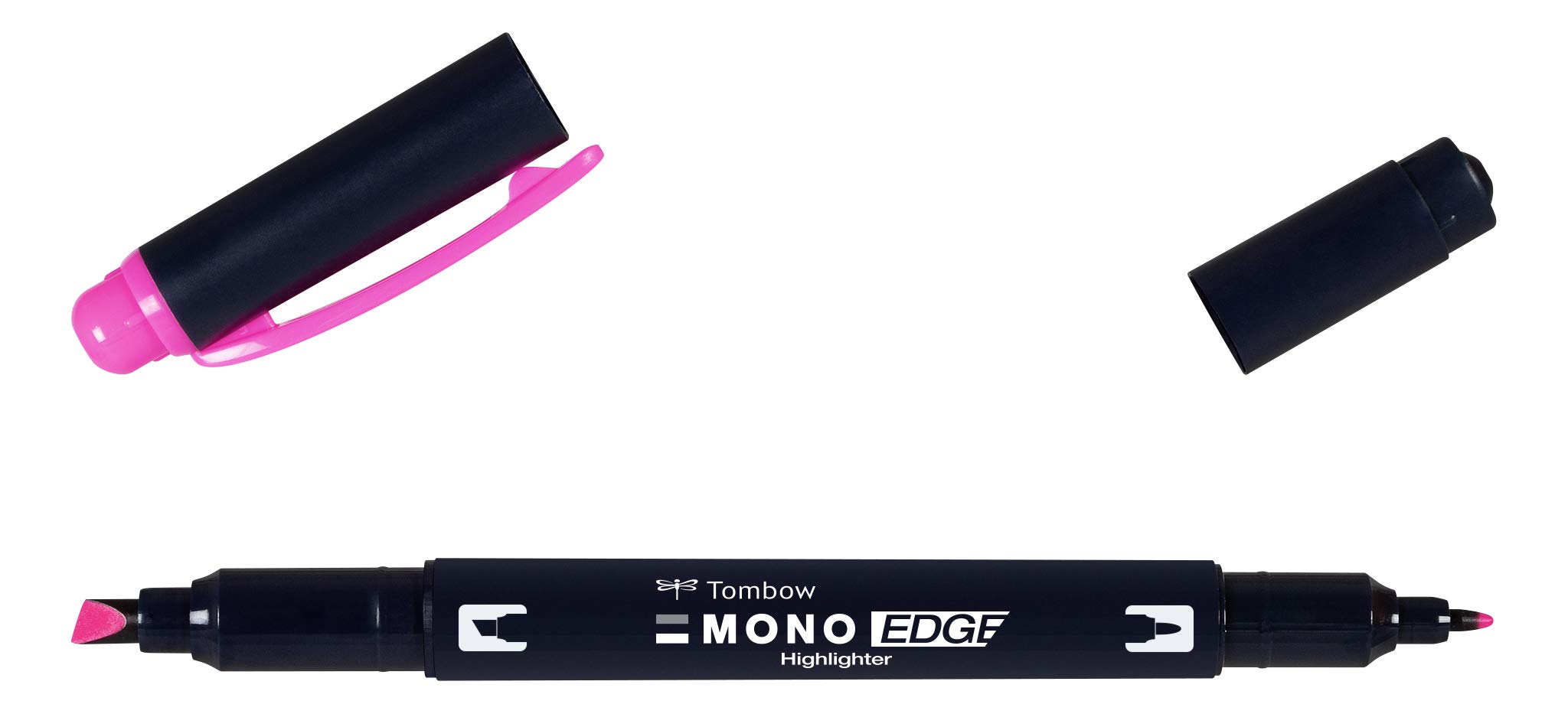 Tombow | Mono Edge Pink Dual Tip Fluorescent Marker | Creative Highlighter with Broad Tip and Fine Tip | Ideal for Planners, Diaries, Notebooks, Notebooks