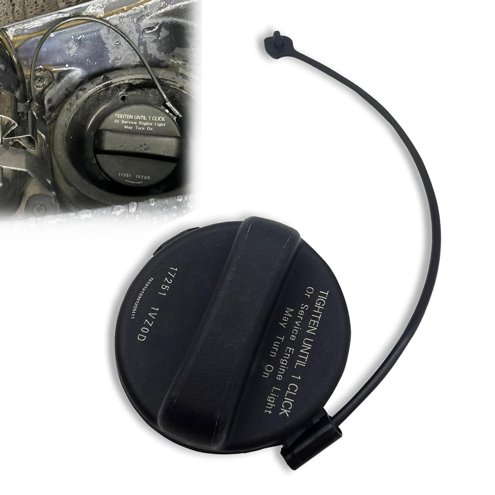 Tapa del tanque de combustible DACIRTY de plástico ABS con cuerda antivuelco, tapón de sellado del tanque de combustible OEM 17251 1VZ0D 17251 3JA0A, piezas compatibles con Nissan Infiniti, color negro