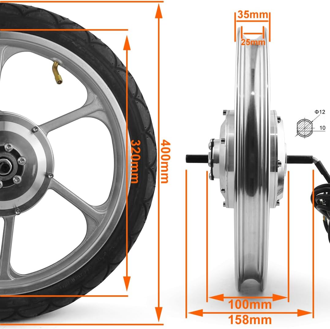 36V 350W 16 Inch Hub Motor Wheel Hall Sensor Aluminium Rim 16x1.75 Tire For Front Drive Scooter Mini Bike Bicycle with the tire（36V）