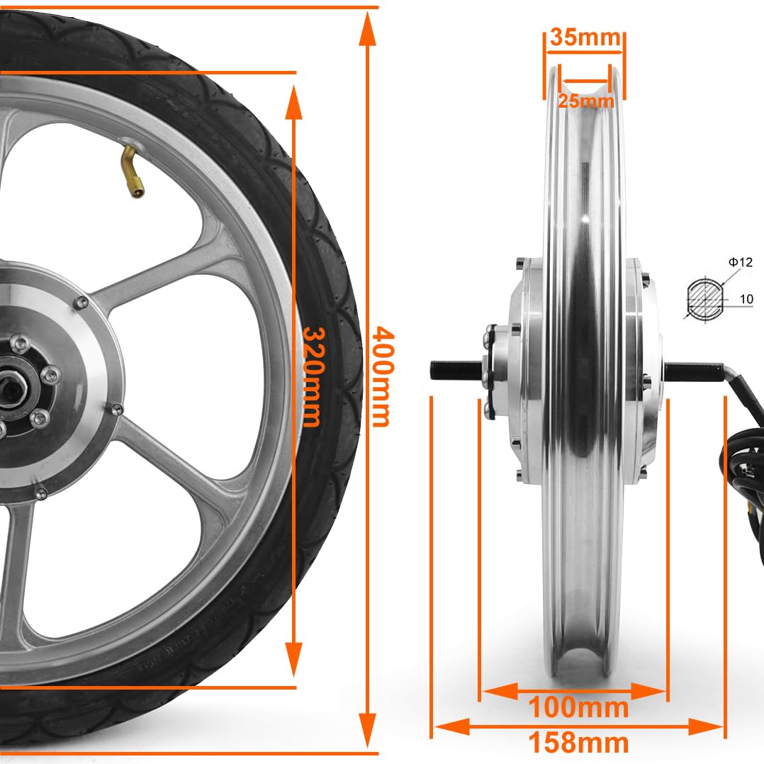 Amazon.com: 24V 36V 48V 350W 16 Inch Hub Motor Wheel Hall Sensor