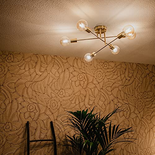 Qazqa sydney - Lampada da soffitto Industriale - 6 luce - Ø 550 mm - Ottone - Industriale - Soggiorno I Camera da letto I Sala da Pranzo I Cucina