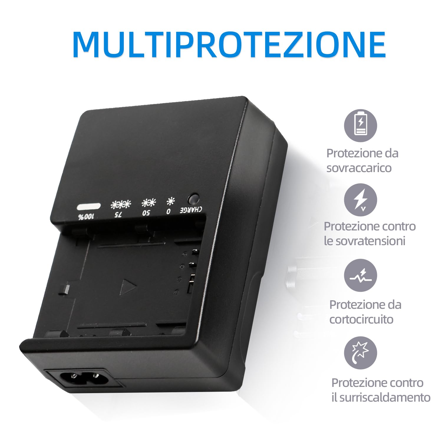 LP-E6 LP-E6N Caricabatterie Compatibile conCanon EOS, EOS R, 90D, 80D, 70D, 60D, 6D Mark II, 7D Mark II, 5D Mark IV, III, II, 5DS, 5DS R