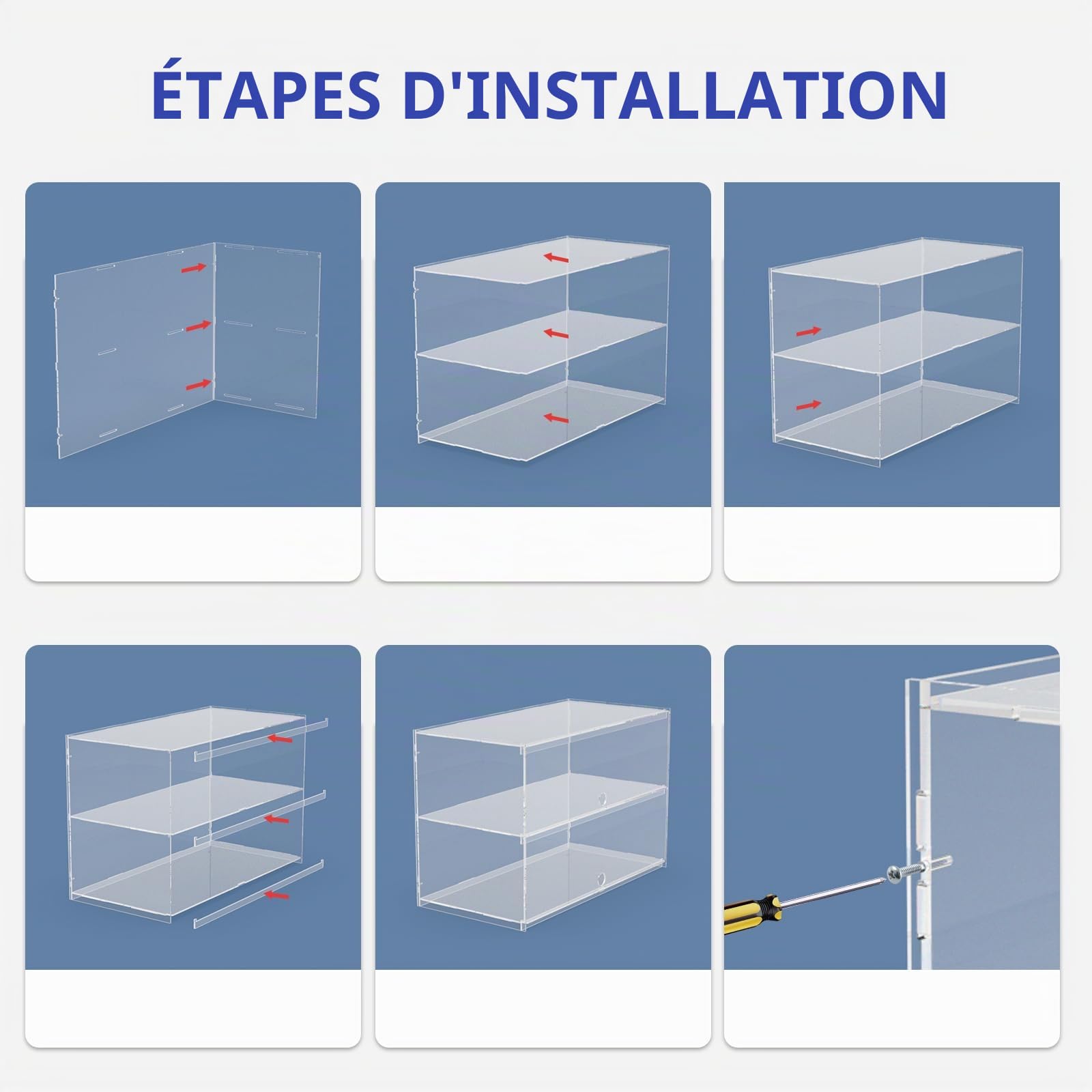 Joody Vitrine en Acrylique a 2 Etageres pour Maquette de Voiture à l'echelle 1/8, Vitrine pour Collection Boite Anti-poussiere