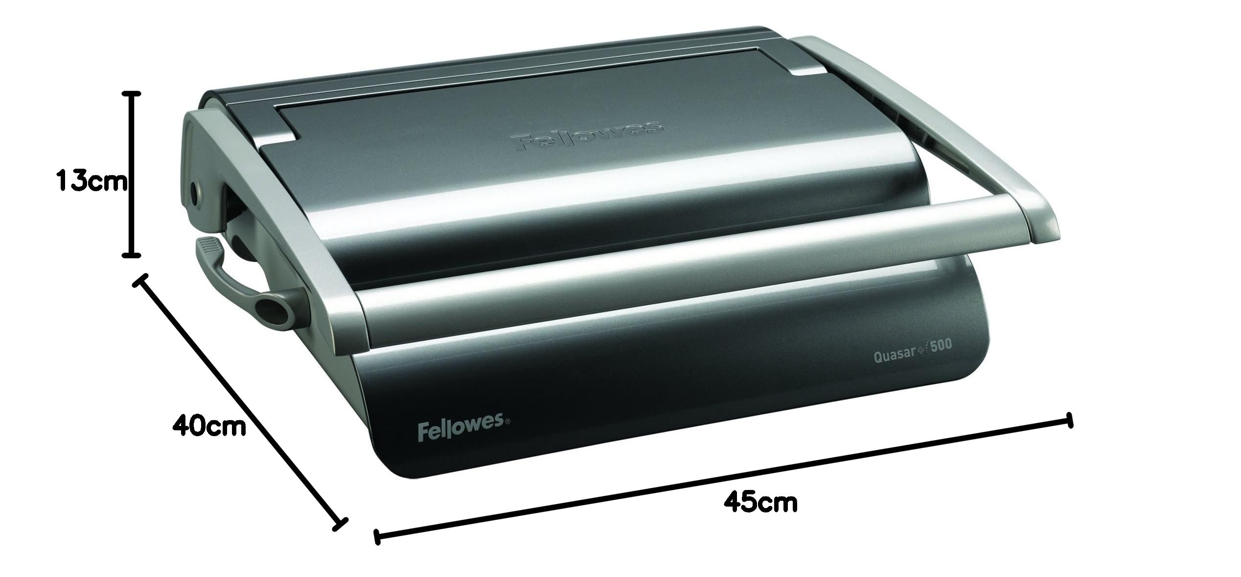 Fellowes Rilegatrice Spirale a Dorsi Plastici Quasar+, Rilegatrice a Pettine Manuale, 21 fori, Rilegatura fino a 500 Fogli, Perforazione 25 Fogli, con Misuratore dei Dorsi e Guida Margine