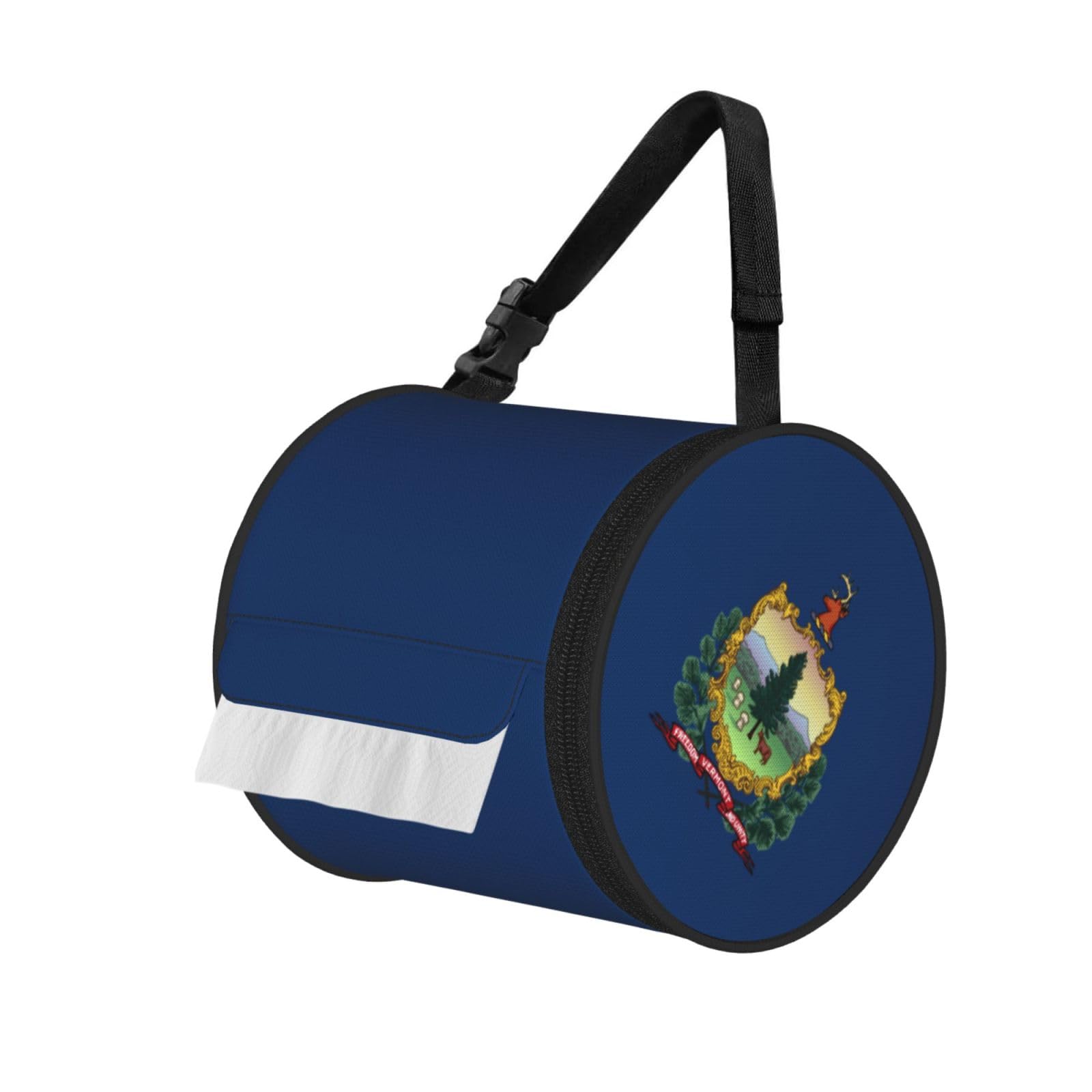 Vermont State Flag Print Cylindrical Tissue Holder Bathroom Car Home Office Kitchen Decor Versatile