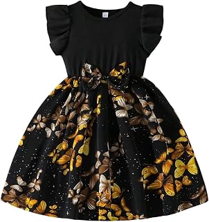 Tagas Girl Summer Casual Dress with Flutter Sleeves, Roses Print || Girls Dress || Party Dress for Girls ||Fency Dress||(K... Price In India