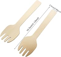 Vista 2 de Honbay 100pcs 10.5cm/4.13inch Mini tenedor de prueba de madera cuchara cuchara de muestreo cuchara de postre cuchara helado cuchara aperitivo