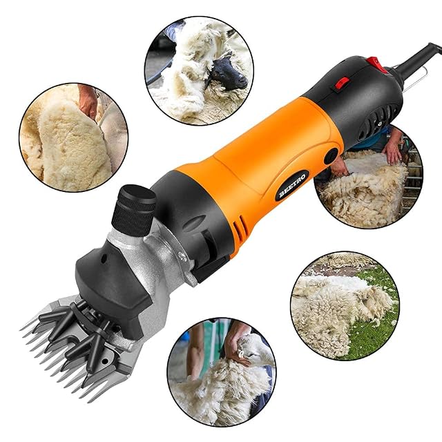 Foto 7 de 7 de BEETRO Tijeras eléctricas profesionales de ovejas, 500 W, cortapelos para ovejas, alpacas, cabras y más