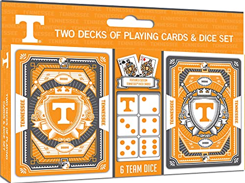 Image of Masterpieces Game Day - NCAA Tennessee Volunteers 2-Pack Playing Cards & Dice Pack - Officially Licensed Set for Adults and Family