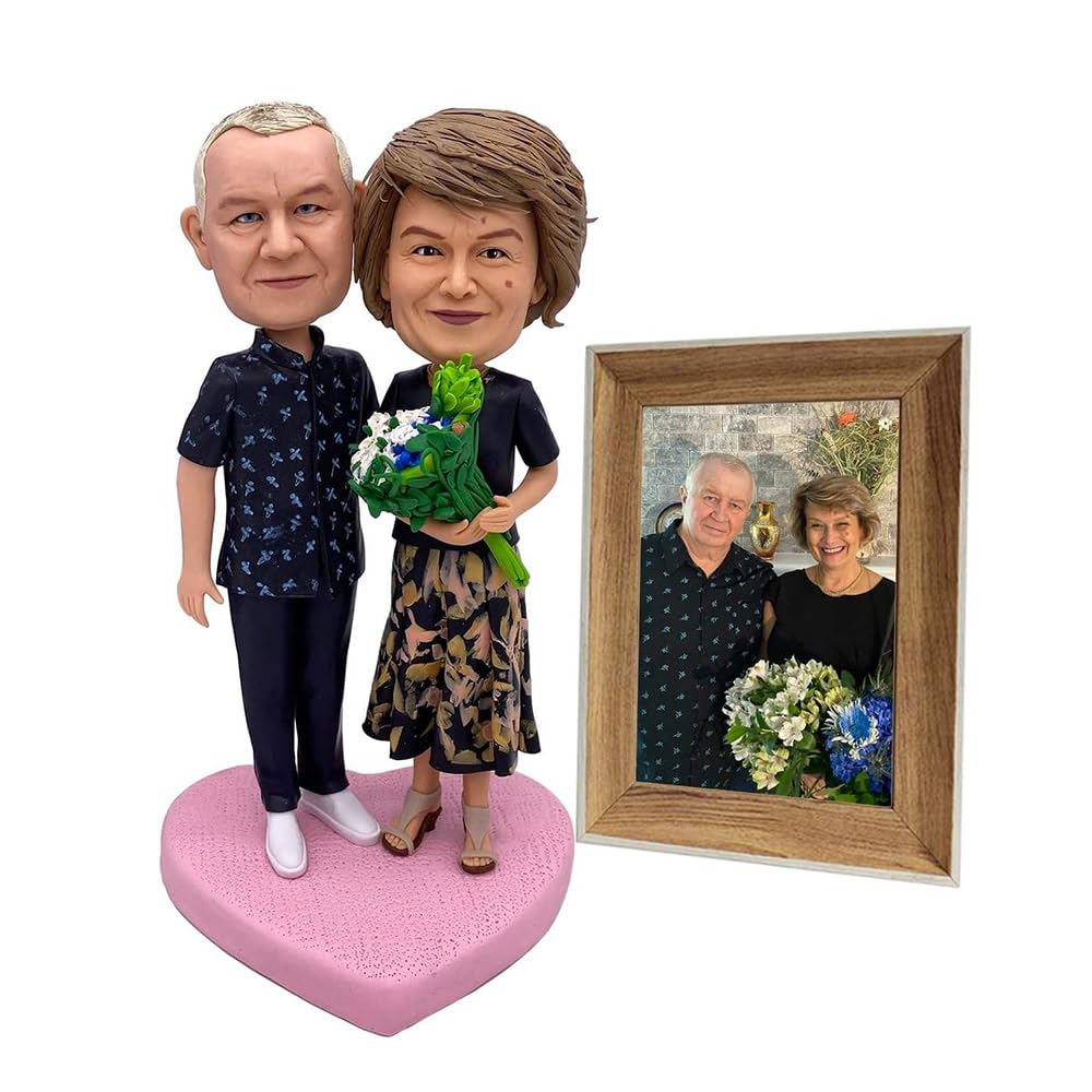 Custom Bobbleheads Personalized Bobble Head Figures Full Body Customization Handmade Sculpture for Father Mother Christmas Valentine Birthday Party Wedding (2-Person)