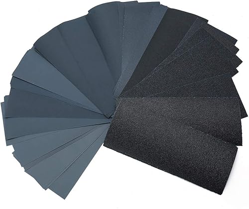 Miniatura 15 de LotFancy Papel de lija de grano 2500, 45 unidades, papel de arena seca húmeda de 9 x 3.6, hoja de lijado de carburo de silicio para metal automotriz