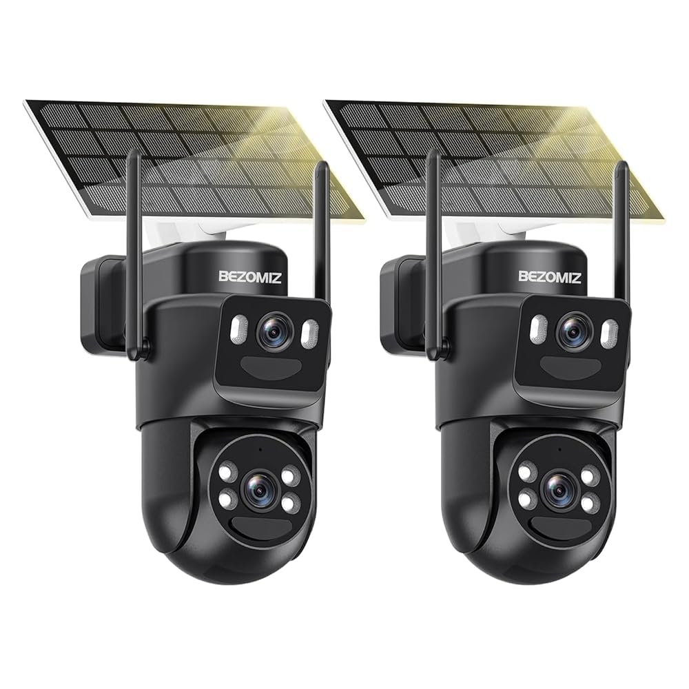 4K - Telecamera di sorveglianza WiFi esterna a doppia obiettivo, 360° PTZ, telecamera IP,8 MP, rilevamento umano con pannello solare, monitoraggio automatico, visione notturna, colore, impermeabile