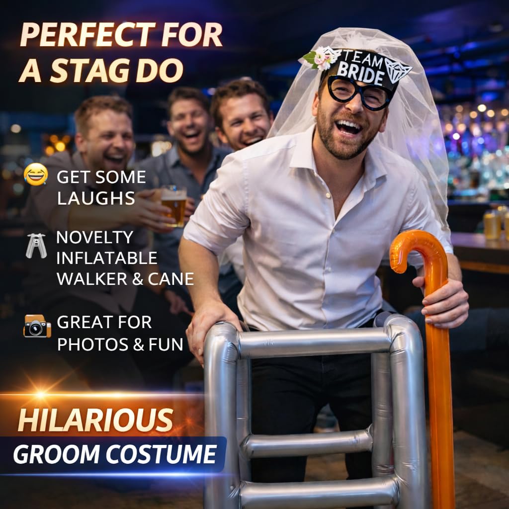 The Glowhouse Telaio Gonfiabile Zimmer e bastone da Passeggiata Blow Up Toy Novità Vestito Scherzo Vecchio Uomo Papà Donne Gran Halloween