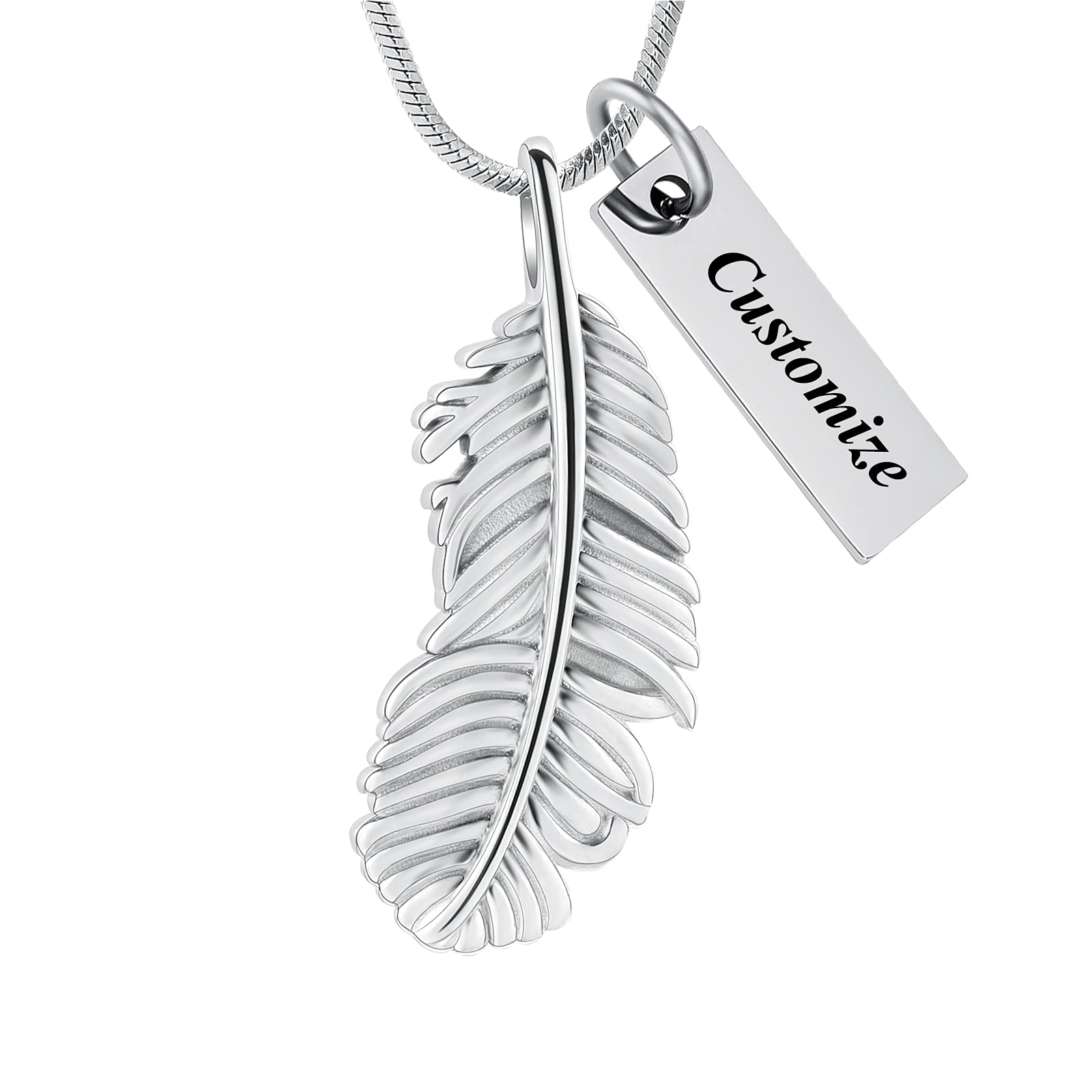 "Beautiful Feather Cremation Jewelry for Ashes Funeral Memorial Keepsake Urn Necklace for Human Cremation Pendant for Pet Dog Cat, Metal, not"
