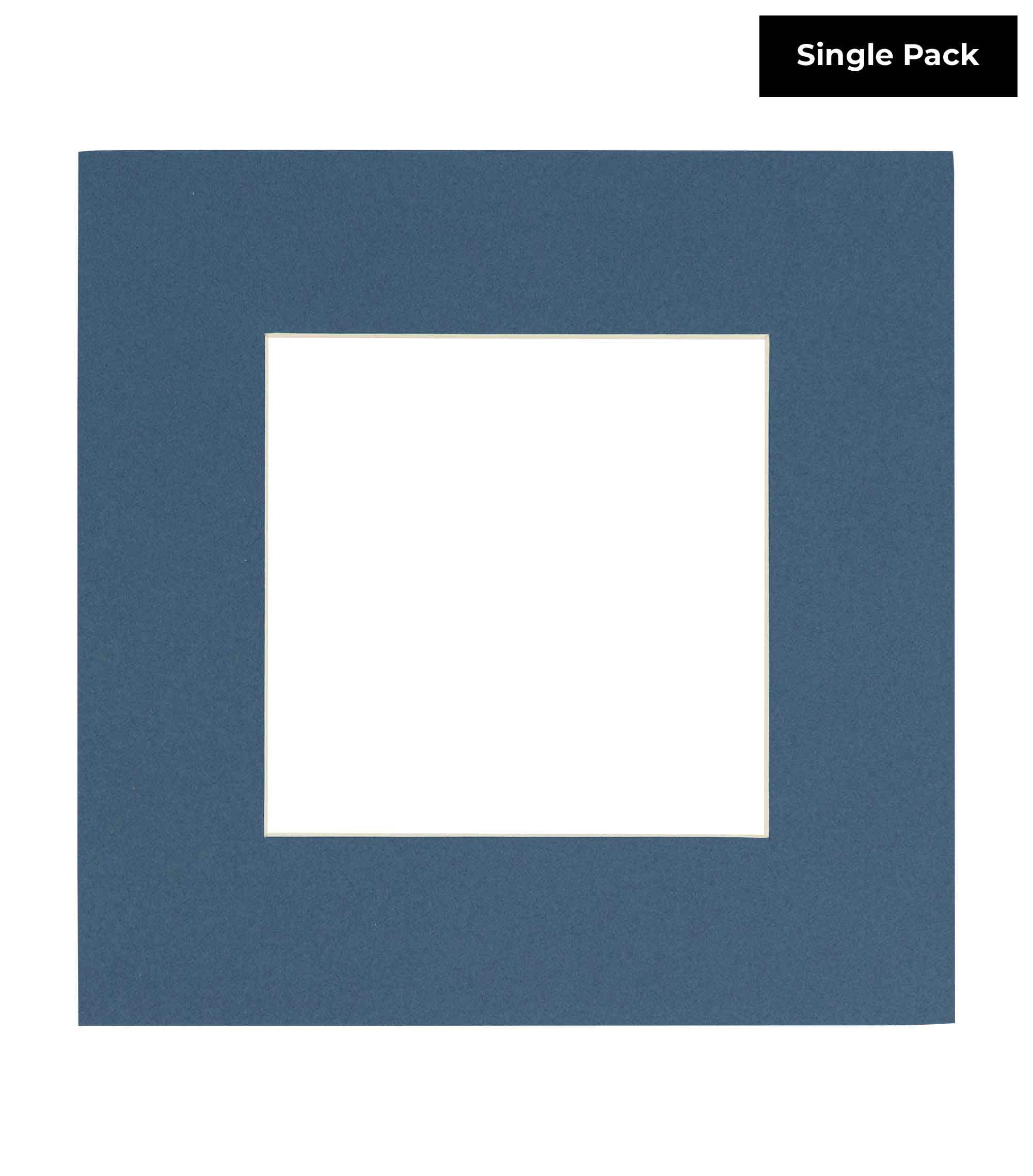 CountryArtHouse Steel Blue Acid Free 12x12 Square Picture Frame Mat with White Core Bevel Cut for 8x8 Pictures - Fits 12x12 Frame - Pack of 1 Matboard Show Kit with Acid Free Backing & Clear Bag