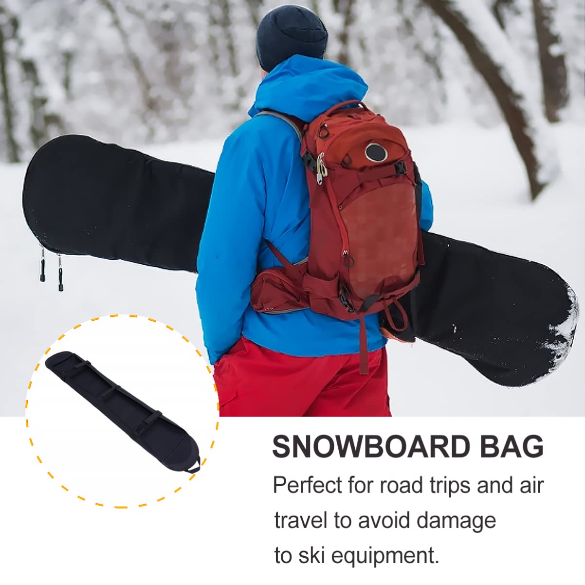 POPETPOP Housse de Snowboard Pratique Étui de Snowboard Housse de Ski Légère Noir
