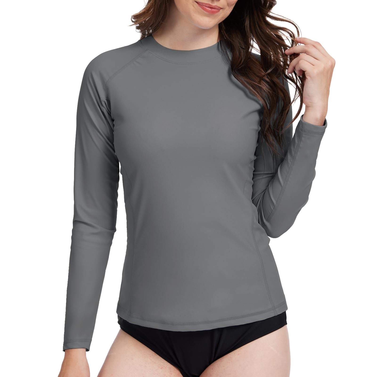 MEETWEE kurz & Langarm Damen Surf Rash Guard Sonnenschutz Badeanzug UV-Schutz Shirt UPF 50+ Kurzarm Badeoberteil Schnell trocknendes Schwimm-Sonnenschutzshirt für Wassersport