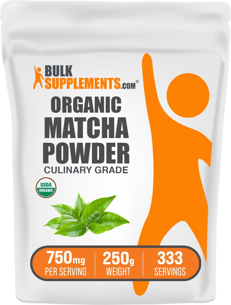 BulkSupplements com Organic Matcha Powder - Matcha Powder for Latte Culinary Grade Matcha - Organic Gluten Free 750mg