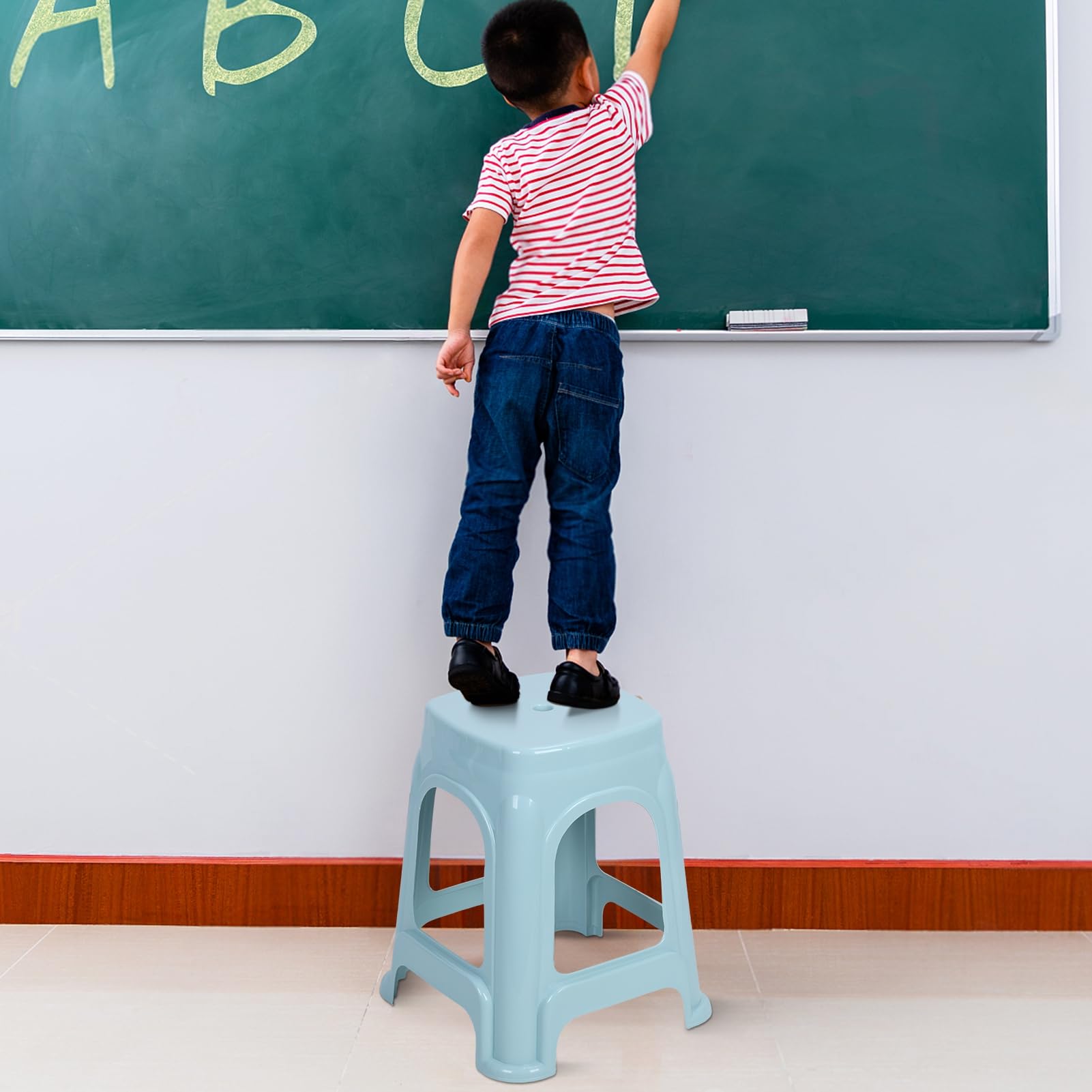 Stapelbare Klassenzimmer-Hocker, Kunststoff, stapelbar, tragbar, Mehrzweckhocker, Stühle-Set, leicht, flexibel, dekorative Hocker, Stühle für drinnen und draußen, 6 Stück