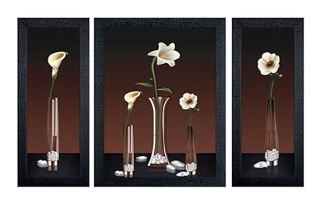Delight Flower Poster with Black Frame Set of 3