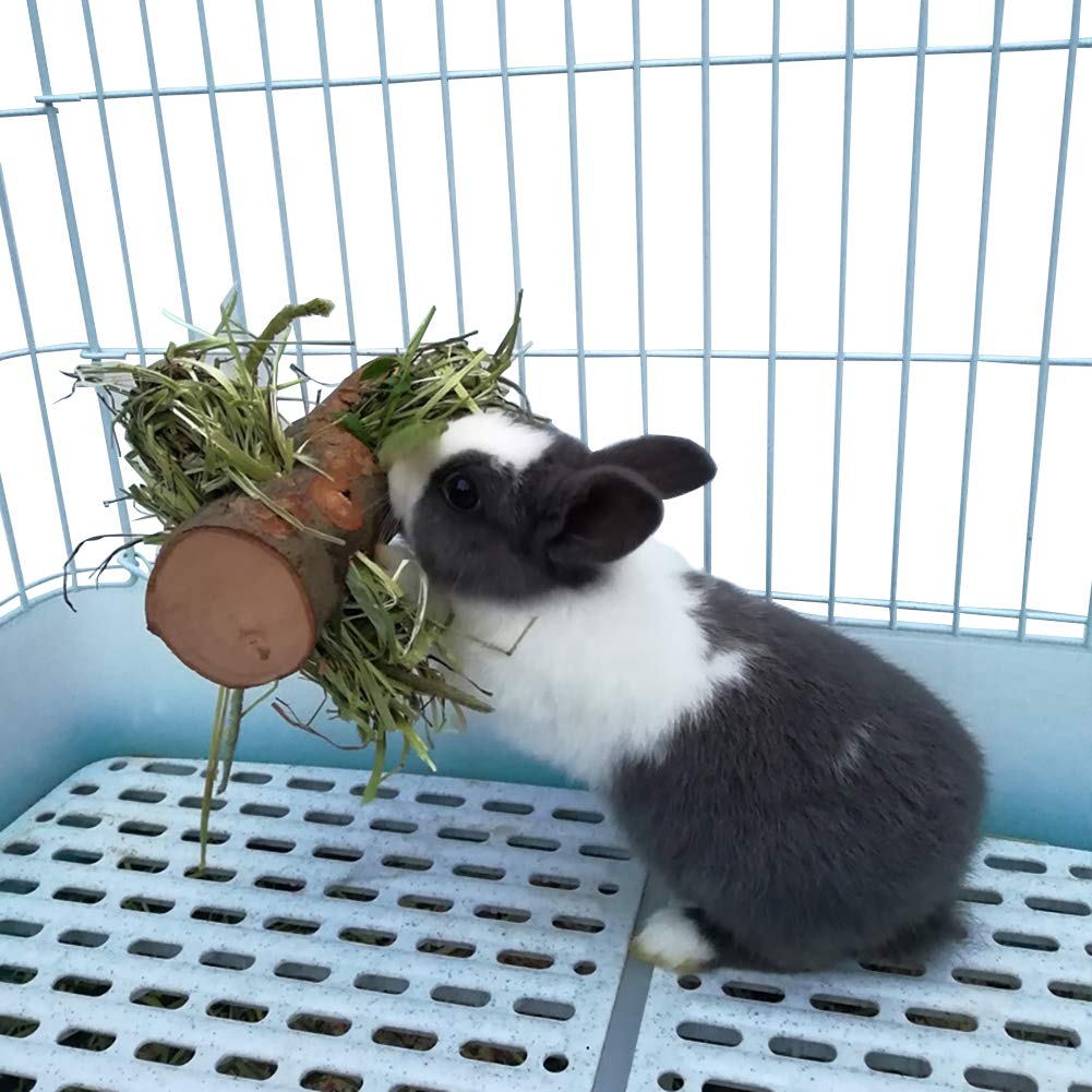 Buy ZARYIEEO Apple Wood Food Stand, Natural Grass Rabbit Hay Rack, Cage