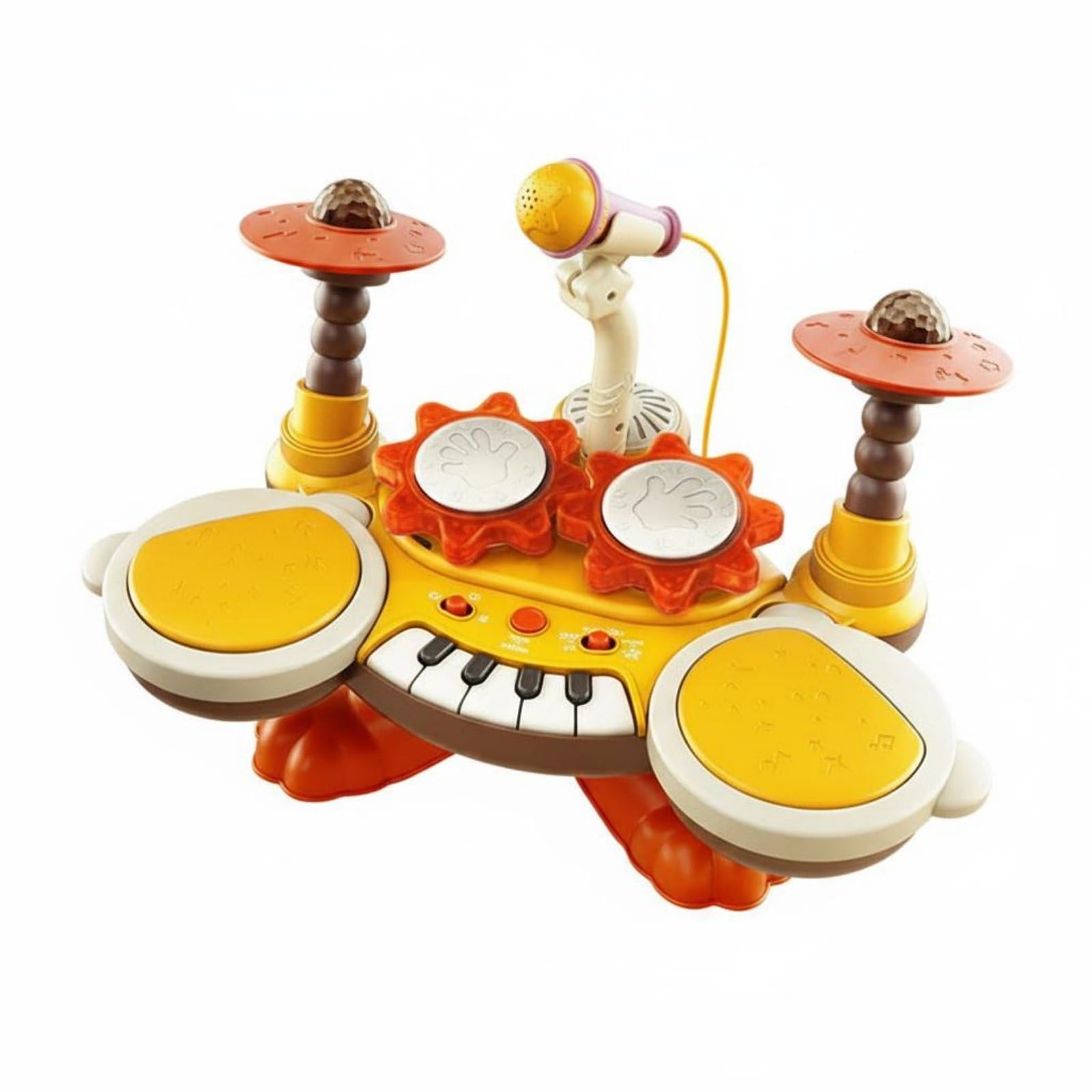 kowaku Teclado Infantil Electrónico Piano Mini y Batería Juguete Musical con Pads de Percusión Iluminación Diseño Lúdico para Principiantes Apto para , Naranja