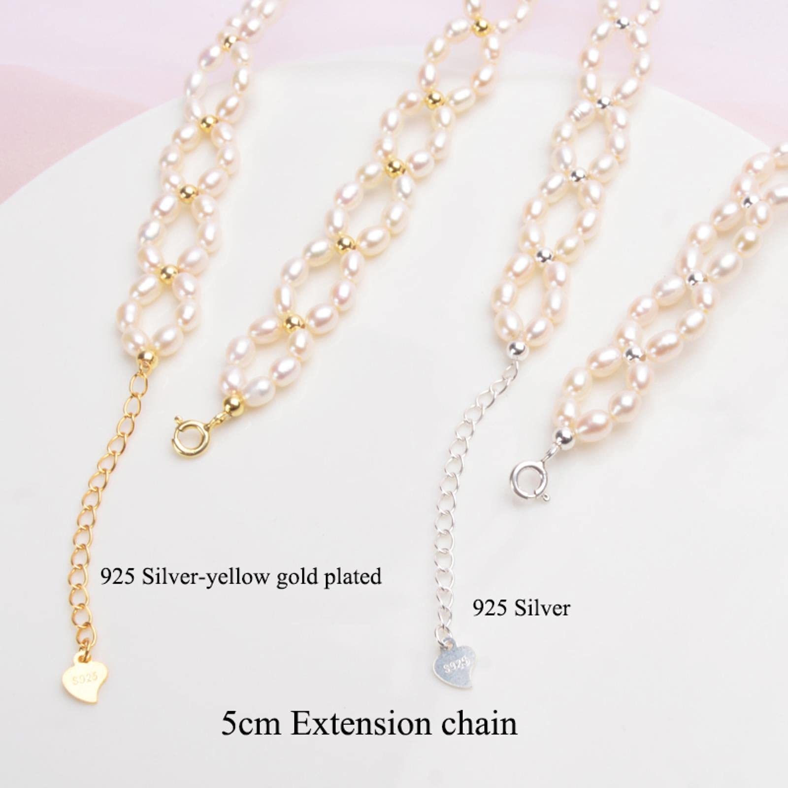 LOKILOKI Gargantilla De Perlas Naturales 925 Collares De Plata Esterlina Joyas para Mujeres 3-4 Mm Perla De Agua Dulce