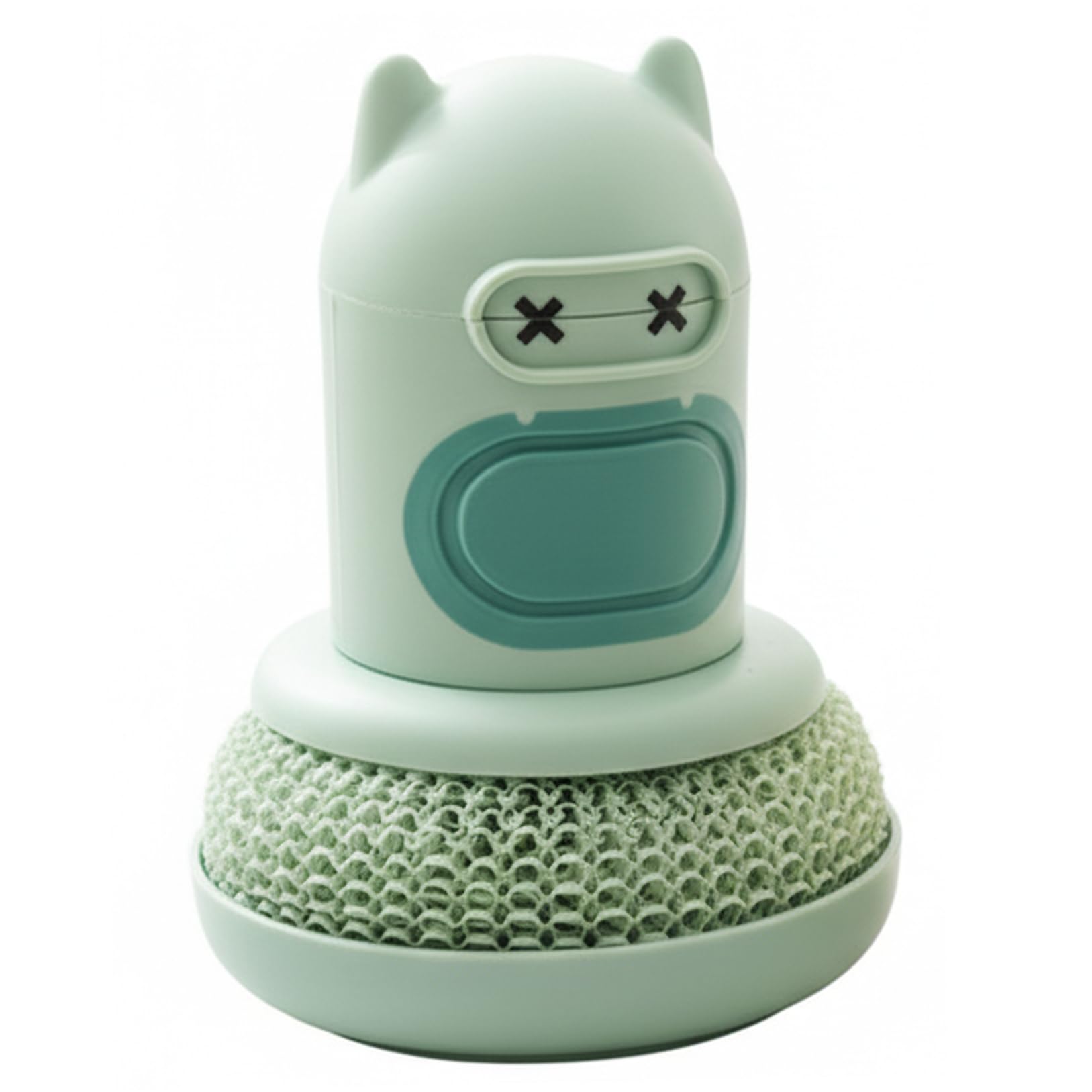 Ameble Silicone Dish Scrubber, Soap Dispensing Dish Scrub Brush, Press-to-dispense Kitchen Scrub Brush For Dishes, Pots And Pans - Green