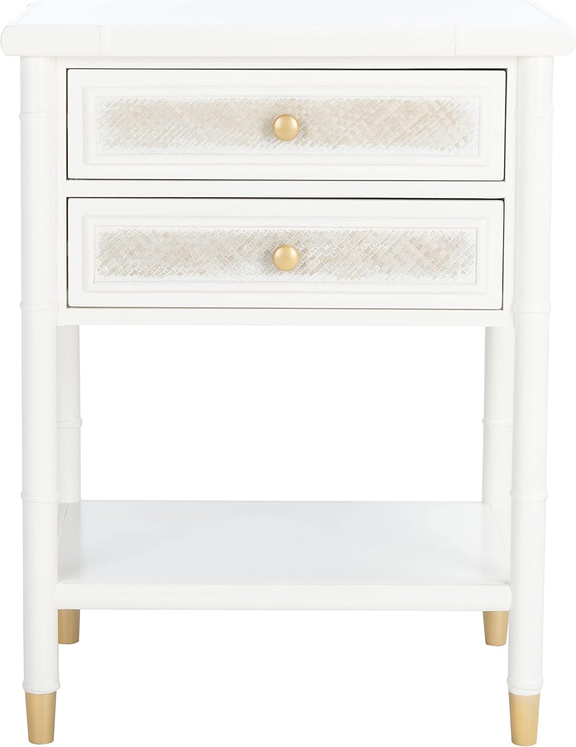 Safavieh Home Collection Ahab White/Gold 2-Drawer 1-Shelf Accent Table (Fully Assembled) ACC6606B