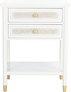 SAFAVIEH Home Collection Ahab White/Gold 2-Drawer 1-Shelf Accent Table (Fully Assembled) ACC6606B Price In India