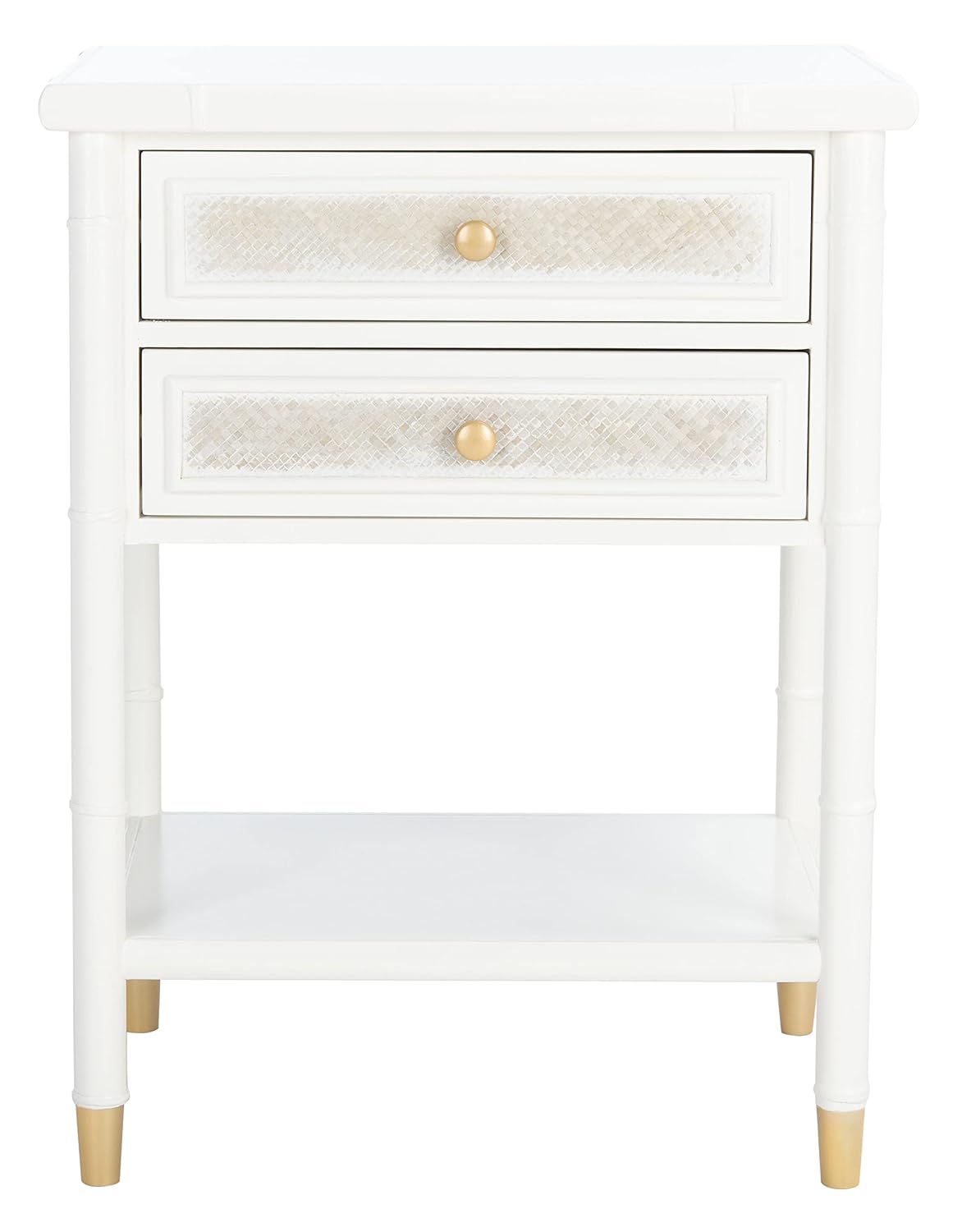 SAFAVIEH Home Collection Ahab White/Gold 2-Drawer 1-Shelf Accent Table (Fully Assembled) ACC6606B - Review, Price and Buying Guide