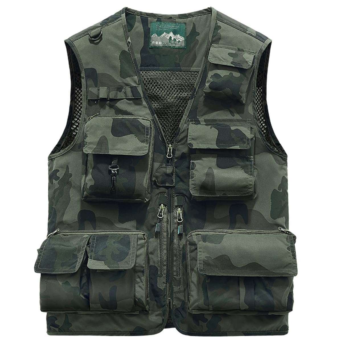 Hwalleum Men's Outdoor Casual Vest, Mens Summer Lightweight Multi-Pocket Camouflage Fishing Gilet Multifunction Outdoor Camo Vests For Camping Hunting Work Photography Hiking Travel