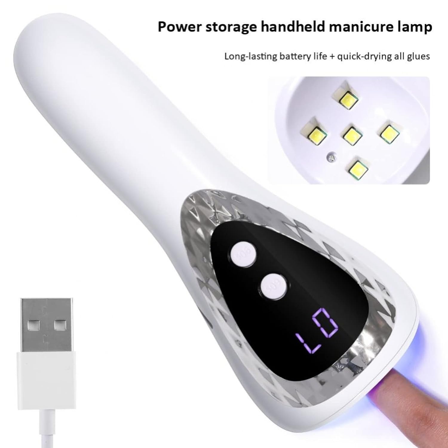 Nail Dryers Handheld Manicure Phototherapy Machine Rechargeable Infrared Sensor Portable Single Finger Curing Lamp (01 18W)
