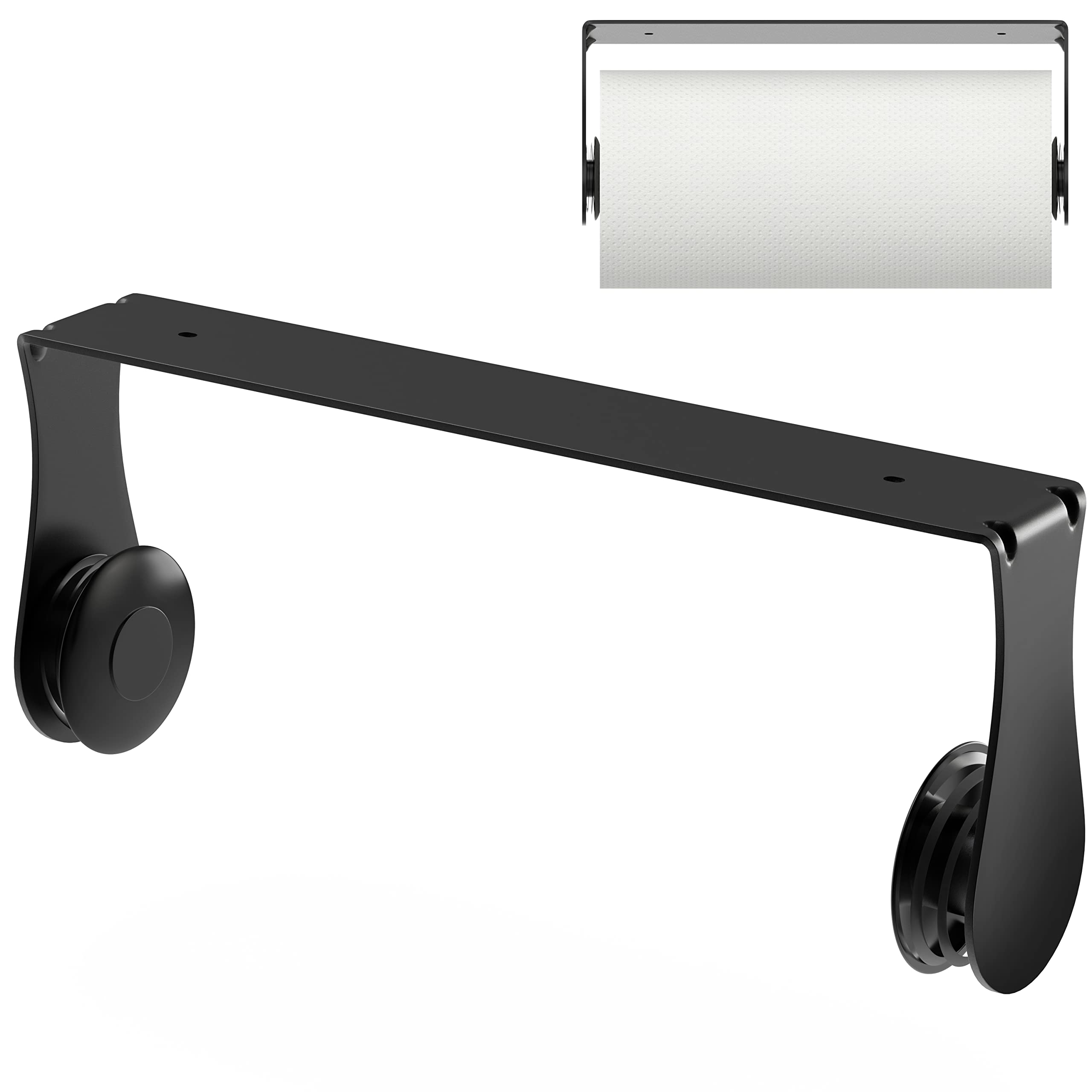 Paper Towel Holder Under Cabinet, One-Hand Tear, Wall Mount or Adhesive