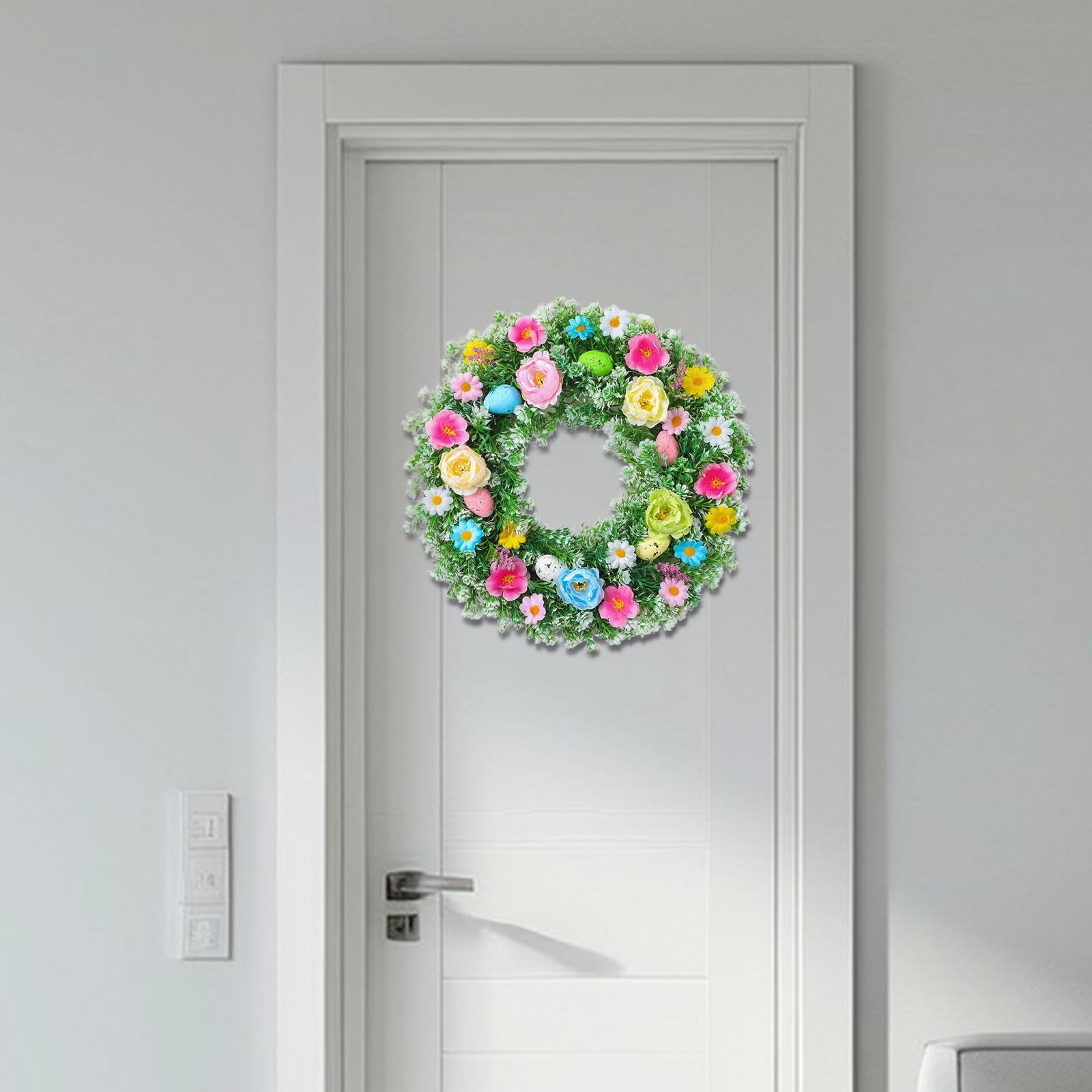 Osterkranz Türkranz Kunstblumen Dekorative Eier mit Blättern Schaumstoff Und Stoff Künstlerisch für Atmosphäre für Geschenk Fenster, 45cm