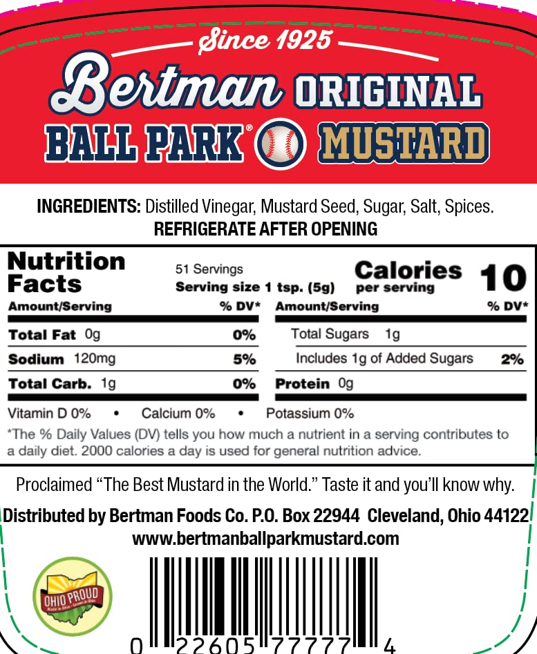 Bertman Original Ball Park Mustard, 9 oz