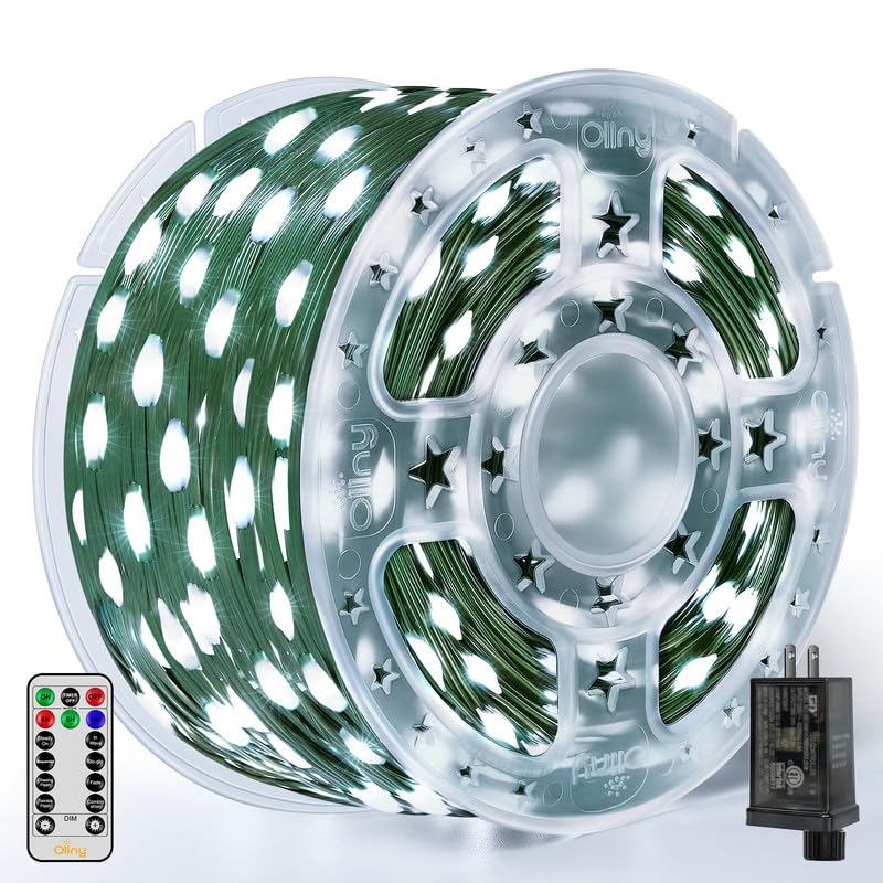 Image of Ollny Christmas Lights 1000 LED 330 FT, IP67 Waterproof Plug in Christmas Tree Lights with Remote, 8 Modes, 3 Timers, Dimmable, House Xmas Indoor Decorations Outdoor String Lights (Cool White)